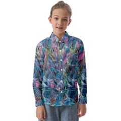 Saturday Straight Blue  Kids  Long Sleeve Shirt by kaleidomarblingart