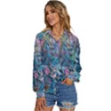 Saturday Straight Blue  Women s Long Sleeve Button Up Shirt View2