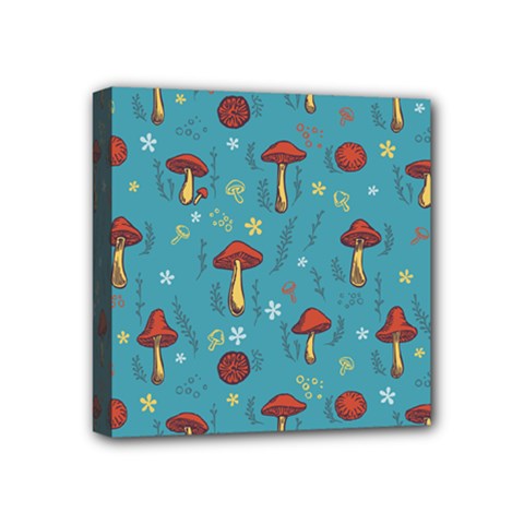 Whimsical Mushroom Pattern Mini Canvas 4  X 4  (stretched) by Drawde