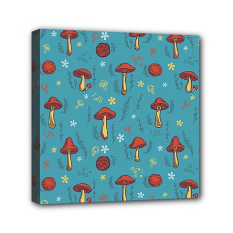 Whimsical Mushroom Pattern Mini Canvas 6  X 6  (stretched) by Drawde