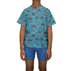 Whimsical Mushroom Pattern Kids  Short Sleeve Swimwear by Drawde