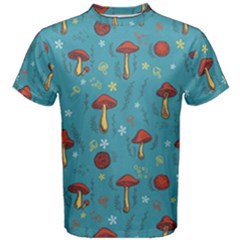 Whimsical Mushroom Pattern Men s Cotton T-shirt by Drawde