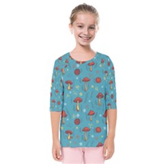 Whimsical Mushroom Pattern Kids  Quarter Sleeve Raglan T-shirt