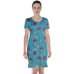 Whimsical Mushroom Pattern Short Sleeve Nightdress by Drawde