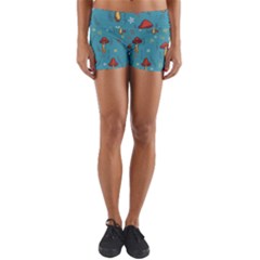 Whimsical Mushroom Pattern Yoga Shorts by Drawde