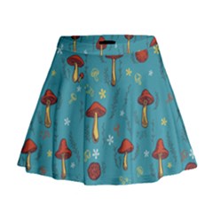 Whimsical Mushroom Pattern Mini Flare Skirt by Drawde