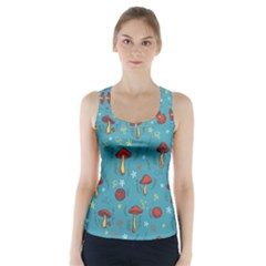 Whimsical Mushroom Pattern Racer Back Sports Top by Drawde