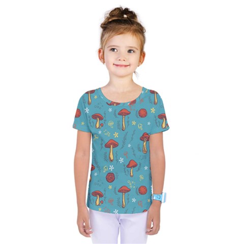 Whimsical Mushroom Pattern Kids  One Piece T-shirt by Drawde