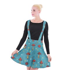 Whimsical Mushroom Pattern Suspender Skater Skirt by Drawde