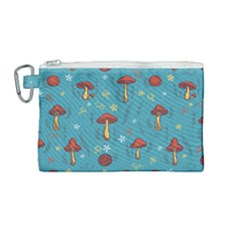 Whimsical Mushroom Pattern Canvas Cosmetic Bag (medium) by Drawde