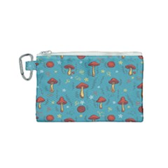 Whimsical Mushroom Pattern Canvas Cosmetic Bag (small) by Drawde