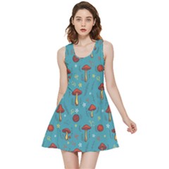 Whimsical Mushroom Pattern Inside Out Reversible Sleeveless Dress