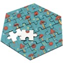 Whimsical Mushroom pattern Wooden Puzzle Hexagon View3