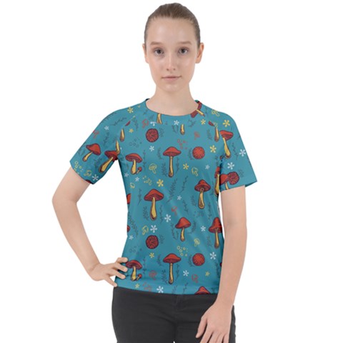 Whimsical Mushroom Pattern Women s Sport Raglan T-shirt by Drawde