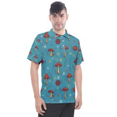 Whimsical Mushroom Pattern Men s Polo T-shirt by Drawde