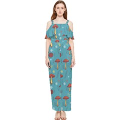 Whimsical Mushroom Pattern Draped Sleeveless Chiffon Jumpsuit