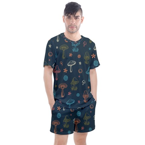 Whimsical Mushrooms Pattern Men s Mesh T-shirt And Shorts Set by Drawde