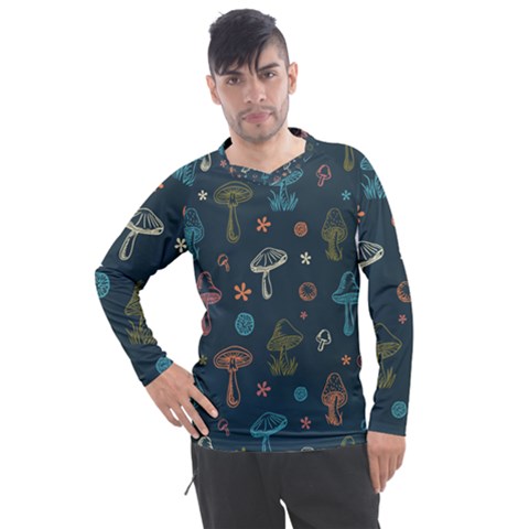 Whimsical Mushrooms Pattern Men s Pique Long Sleeve T-shirt by Drawde