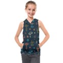 Whimsical Mushrooms pattern Kids  Sleeveless Hoodie View1