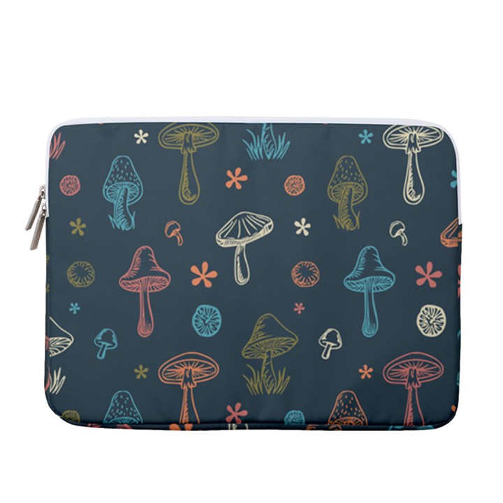 Whimsical Mushrooms pattern 14  Vertical Laptop Sleeve Case With Pocket