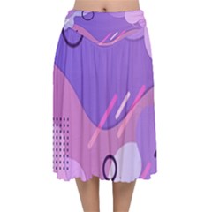 Colorful Labstract Wallpaper Theme Velvet Flared Midi Skirt