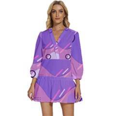 Colorful Labstract Wallpaper Theme V-neck Placket Mini Dress by Apen