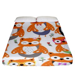 Cute Colorful Owl Cartoon Seamless Pattern Fitted Sheet (king Size) by Apen