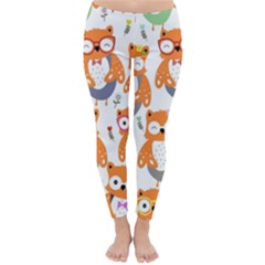 Cute Colorful Owl Cartoon Seamless Pattern Classic Winter Leggings