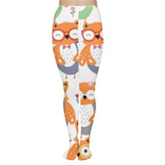 Cute Colorful Owl Cartoon Seamless Pattern Tights