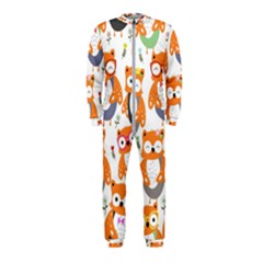 Cute Colorful Owl Cartoon Seamless Pattern Onepiece Jumpsuit (kids)