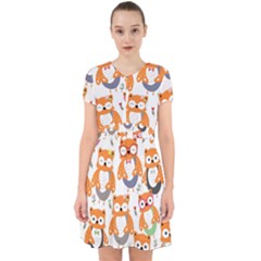 Cute Colorful Owl Cartoon Seamless Pattern Adorable In Chiffon Dress by Apen