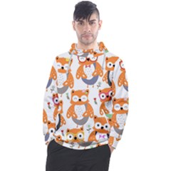 Cute Colorful Owl Cartoon Seamless Pattern Men s Pullover Hoodie