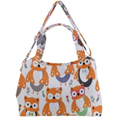 Cute Colorful Owl Cartoon Seamless Pattern Double Compartment Shoulder Bag