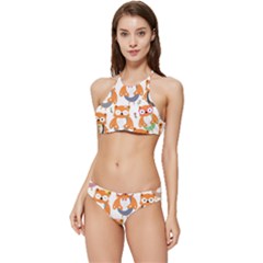 Cute Colorful Owl Cartoon Seamless Pattern Banded Triangle Bikini Set by Apen