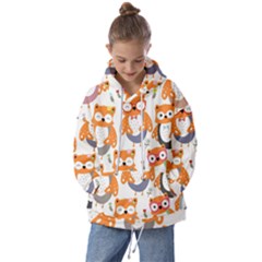 Cute Colorful Owl Cartoon Seamless Pattern Kids  Oversized Hoodie