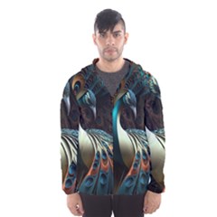 Colorful Peacock Bird Feathers Men s Hooded Windbreaker