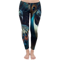 Colorful Peacock Bird Feathers Classic Winter Leggings