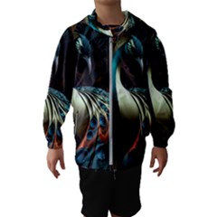 Colorful Peacock Bird Feathers Kids  Hooded Windbreaker