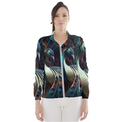 Colorful Peacock Bird Feathers Women s Windbreaker