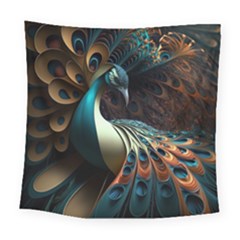 Colorful Peacock Bird Feathers Square Tapestry (large)