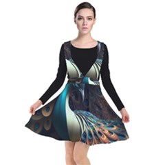 Colorful Peacock Bird Feathers Plunge Pinafore Dress by Apen