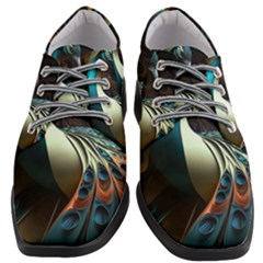 Colorful Peacock Bird Feathers Women Heeled Oxford Shoes by Apen