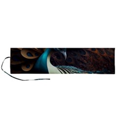 Colorful Peacock Bird Feathers Roll Up Canvas Pencil Holder (l) by Apen