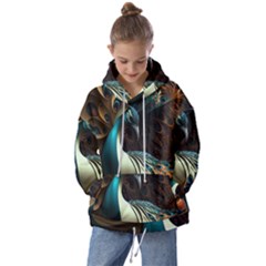 Colorful Peacock Bird Feathers Kids  Oversized Hoodie