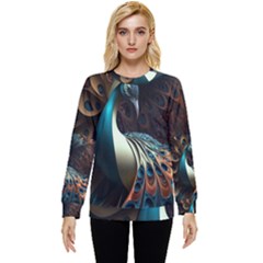 Colorful Peacock Bird Feathers Hidden Pocket Sweatshirt