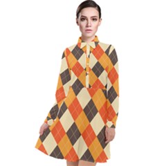 Halloween Argyle Pattern  Long Sleeve Chiffon Shirt Dress by Safari