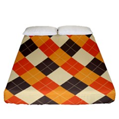 Halloween Argyle Pattern  Fitted Sheet (queen Size) by Safari