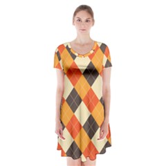 Halloween Argyle Pattern  Short Sleeve V-neck Flare Dress by Safari