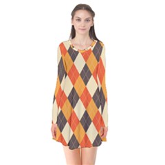 Halloween Argyle Pattern  Long Sleeve V-neck Flare Dress by Safari