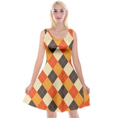 Halloween Argyle Pattern  Reversible Velvet Sleeveless Dress